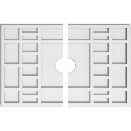 Ekena Millwork Beaux Architectural Grade PVC Ceiling Medallion, 26"W x 17 3/8"H x 3"ID x 9"C x 1"P, Two-Piece CMP26X17BX2-03000